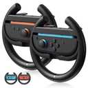 EasySMX Steering Wheels for Switch 2&1 Console JoyCons, 2 Pack Racing Wheels for Mario Kart 9/8 Deluxe, Switch 2 Steering Wheel for Joy-con 2,Joycon Remote Controller Race Accessories [2X Black]