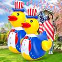 Lenwen 4th of July Inflatable Outdoor Decoration Patriotic 250th Anniversary Blow up Independence Day Blow up Duck Summer Pool Float Tube Beach Swimming Pool Yard Garden Memorial Day Party Decor