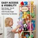 Rhyzoray Stuffed Animal Storage Organizer - Thick Wooden Toy Zoo for Playroom & Bedroom, Large Plushies Holder with Cute Jail Cage Design, Plush Toy Display Tower Shelf (Large)