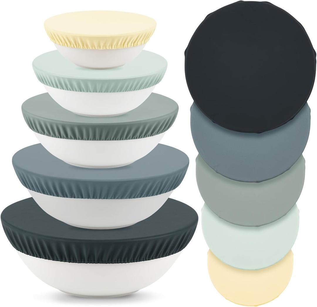 5 Pcs Beeswax Bowl Covers Reusable for Bread Proofing 5 Size Beeswax Elastic Cotton Bowl Covers for Fruits Food Storage(Green)