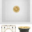 White Bar Sink Undermount,White Granite Composite Kitchen Sink 15 inch,15''x15'' Small Bar Sinks Undermount,Small Single Bowl Quartz Sinks with Accessories