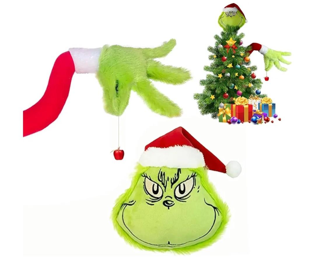 Green Christmas Tree Topper - Elf Christmas Tree Decorations and Ornaments (Arm + Head)