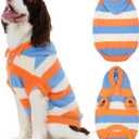 FUAMEY Dog Sweaters for Large Dogs,Dog Knit Sweater Hoodie Warm Dogs Pullover Soft Pet Knitwear Puppy Stretchy Hooded Sweaters Pets Cozy Fuzzy Knits Sweatsuit Winter Christmas Orange Stripes L