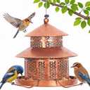 Bird Feeder for Outdoors Hanging, 2LB Capacity with 4 Perches, Heavy Duty Metal Wild Bird Feeders for Garden, Yard,Easy to Clean and Refill,Vintage Copper