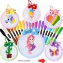 Chuangdi 6 Sets Cross Stitch Kits for Beginners Embroidery Kit Cross Stitch for Kids Embroidery Stitches Practice Needlepoint for Starters