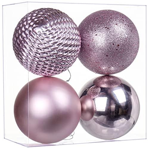 Christmas Ornaments Balls 4.7" Large Christmas Decorations Xmas Tree Shatterproof Big Pink Christmas Ball Ornaments with Hanging Loop for Wedding Holiday Halloween Party Indoor Outdoor Decor 34Pcs