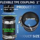 Pangda 2 Pcs Flexible TPE Coupling with Stainless Steel Clamps for Plastic and Copper Plumbing Connections, High Temperature Resistant Material, Black (1 Inch)