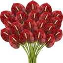 Hanaive 20 Pcs Artificial Anthurium Flowers 23.6 Inch Fake Anthurium Flowers for DIY Vase Bouquets Centerpiece Arrangements Wedding Bridal Shower Party Home Decor (Gradient Red)