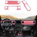 RT-TCZ for Wrangler JL Dash Trim Cover Pink, Gear Shift Panel Trim Frame for Jeep Wrangler JL JLU Gladiator JT 2018-2023 Pink Interior Accessories 3pcs