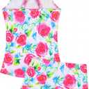 Girls Swimsuit Sleeveless Bathing Suits Back Cutout Summer Swimwear with Removable Chest pad 6-14 Years