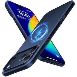 TORRAS Magnetic Slim Fit for iPhone 17 Pro Case 6.3 inch, Ultra-Thin, Compatible with MagSafe, Lightweight Matte Anti-Scratch Hard PC Cover Phone Case for iPhone 17 Pro OriginFit, Deep Blue, Pack of 4