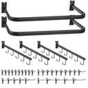Kigley 36 Pcs Gridwall Hooks Accessories Set Includes 2 Pcs U Shaped Hangrail 4 Waterfall Hangers 30 Heavy Duty Wire Grid Hook Accessory for Retail Craft Show Clothes Display Home Storage