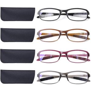 DOOViC 4 Pack Reading Glasses for Women Men TR90 Ultra Lightweight Sturdy Blue Light Blocking Readers +2.5