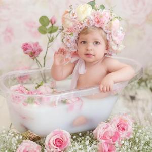 Milk Bath Tub for Baby Photography - Clear Acrylic Oval Photo Prop Tub, 18.8" 13.7" 10.8", Curved Rim & Wide Base for Newborn & Sitter Sessions, Photographers & Parents