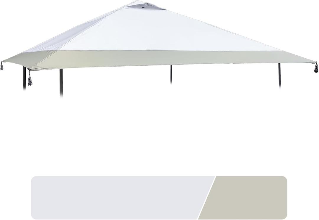 13x13 Canopy Replacement Top with Air Vent Fit for Coleman Oasis 1606532 2156426 2156428, 300D Oxford Waterproof Silver Coated Pop Up Canopy Tent Cover for Outdoor (Replacement Top Only) (Silvery White+light beige)
