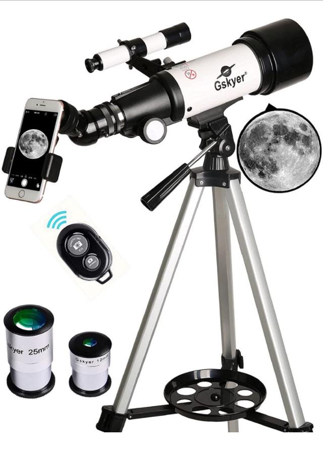 Gskyer Telescope, 70mm Aperture 400mm AZ Mount Astronomical Refracting Telescope for Kids Beginners - Travel Telescope with Carry Bag, Phone Adapter and Wireless Remote