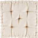 Intelligent Design Azza Floor Pillow, Large Cushions Sitting for Adults, Floor Pillow for Meditation or Yoga, Lustrous Chenille Tufted with Scalloped Edges for Bench/Chair Cushion, 20"x20"x5" Ivory (20"W x 20"L x 5"H, Square Ivory) 2 Pack