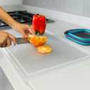 Acrylic cutting board and Silicone colander for kitchen 2 pcs kit 17.8" x 13.8", Cutting board with lip, Clear cutting board for countertop, Acrylic material, Transparent,