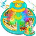 Dinosaur Sit and Spin Toys for Toddlers 1 2 3 4 5 6 Years Old, Bigger Size, Christmas Birthday Gift for Kids Boys Girls with Music & LED Lights, 360Spinning Seat Sensory Toys for 18M+ (Green)