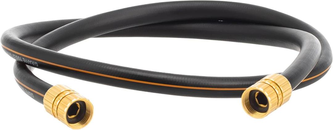 Giraffe Hybrid Leader Hose 5/8" x 6ft Custom Length, No Kink, Flexible, Leakproof Water Hose with Female to Female Fittings, 600 Burst PSI (Black and Orange)