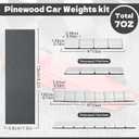 pinedash pro Pinewood Car Derby Weights Kit - 7OZ Total - 3OZ Stick-on Flexible Weight & 4OZ 12 Pieces 2 Sizes Pinewood Car Weights, 4 pcs of 1/2 OZ, 8 pcs of 1/4 OZ - No Drilling, Increase Speed