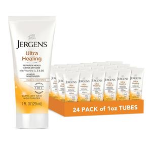 Jergens Ultra Healing Lotion, Hand and Body, Dry Skin Travel Size Moisturizer, for Absorption into Extra Dry Skin, Use After Washing Hands, 1 Ounce, with HYDRALUCENCE blend, Vitamins C, E, B5 Pack with 22