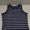 Fitted Striped Sleeveless Rib-Knit Mini Dress
 L