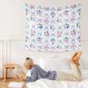 WARDOS Coquette Pink Bow Tapestry, Coquette Room Decor, Preppy Pink and Blue Floral Tapestry, Cute Preppy Room Decor Teen Girls, Girly Bedroom Decor, Coquette Stuff, 50x60 Inch