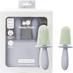 ezpz Happy Pops (Pewter) - 24 Months+ - Popsicle Mold Set with Two Wands for Toddlers + Preschoolers - Toddler Essentials