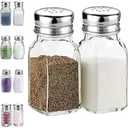 Salt and Pepper Shakers Set,DWTS DANWEITESI Salt Shaker with Stainless Lid-Glass Spice Jars Kitchen Gadgets,Clear to Know When to Fill,Farmhouse Salt Pepper Shakers Cute Kitchen Essentials Decoration