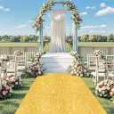 Black Aisle Runner 4x15 FT Sequin Aisle Runner for Wedding Ceremony Party Rug Runners Sequin Aisle Runners Wedding Floor Walkway Glitter Runway Carpet Runner for Party Prom (4ft x 15ft (Rectangular))