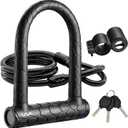 Bike U Lock,20mm Heavy Duty Combination Bicycle D Lock Shackle 4ft Length Security Cable with Sturdy Mounting Bracket and Key Anti Theft Bicycle Secure Locks (Short, Black)