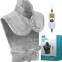 26" x 35" Flannel Neck&Shoulder&Back Heating Pad with 12 Temperature Settings&Countdown Timer, Pain Relief for Back/Neck/Shoulders/Menstrual Pain, Christmas Gifts for Women Men Mom Dad(Light Grey)