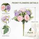 MARTINE MALL 4 Packs Peonies Artificial Flowers, Pinkish-Purple Artificial Peonies, Silk Peonies Flowers Fake Peonies Artificial Flowers Peonies Bouquet for Centerpiece Table Wedding Party Home Decor