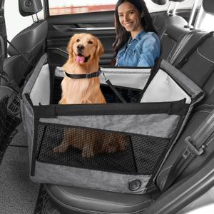 Large Dog Car Seats for Small Medium Dogs Portable Pet Booster Cat Back Seat Extender Waterproof Dog Hammock for Car wth Breathable Mesh Window for SUV Truck