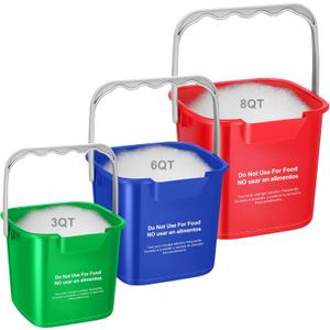 LemonRoad 3 Pcs Cleaning Bucket Small Sanitizing Square Bucket Multi-Size 3+6+8 Quart Detergent Pail for Home Commercial Restaurant Kitchen Office School Wash Rinse Sanitize Handwash(Red,Green,Blue)
