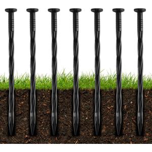 200Pcs 8-Inch Plastic Landscape Edging Spikes, Spiral Anchoring Nails for Weed Barrier, Paver Edging, Landscape Edging, Artificial Turf, Grass Pathways, and More
