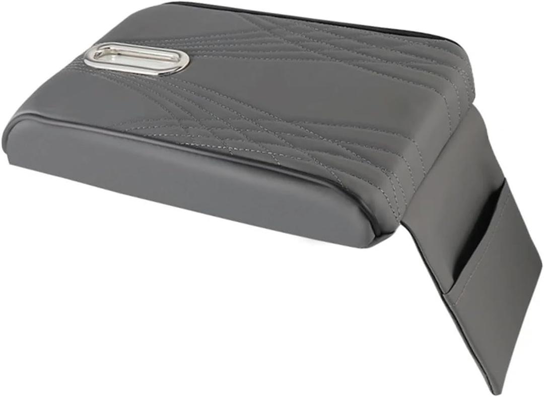 PU Leather Memory Foam Armrest Box with Storage Bag,Car Center Console Armrest Pillow,for Talisman Clio 4 Megane 2 Fluence Kangoo Tondar Nema (grey)