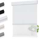 Allesin zen Cordless Dual Roller Shades with Square Cassette, Double Layer Shades, Blackout and Light Filtering, Day and Night Blinds for Home Office Door, White and White, 35" W X 64" H