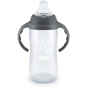 NUK Learner Cup, 10 Ounce, Tritan Gray Star BPA Free, Spill Proof Sippy Cup