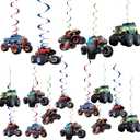 Monster Truck Hanging Swirls Set 25Set Monster Truck Birthday Party Hanging Decoration Monster Truck Party Supplies For Boys Birthday