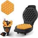 Compact Bubble Waffle Maker Machine with 10 Cardboard Cones, Electric Non Stick Hong Kong Egg Waffle Maker Iron, Recipe Included