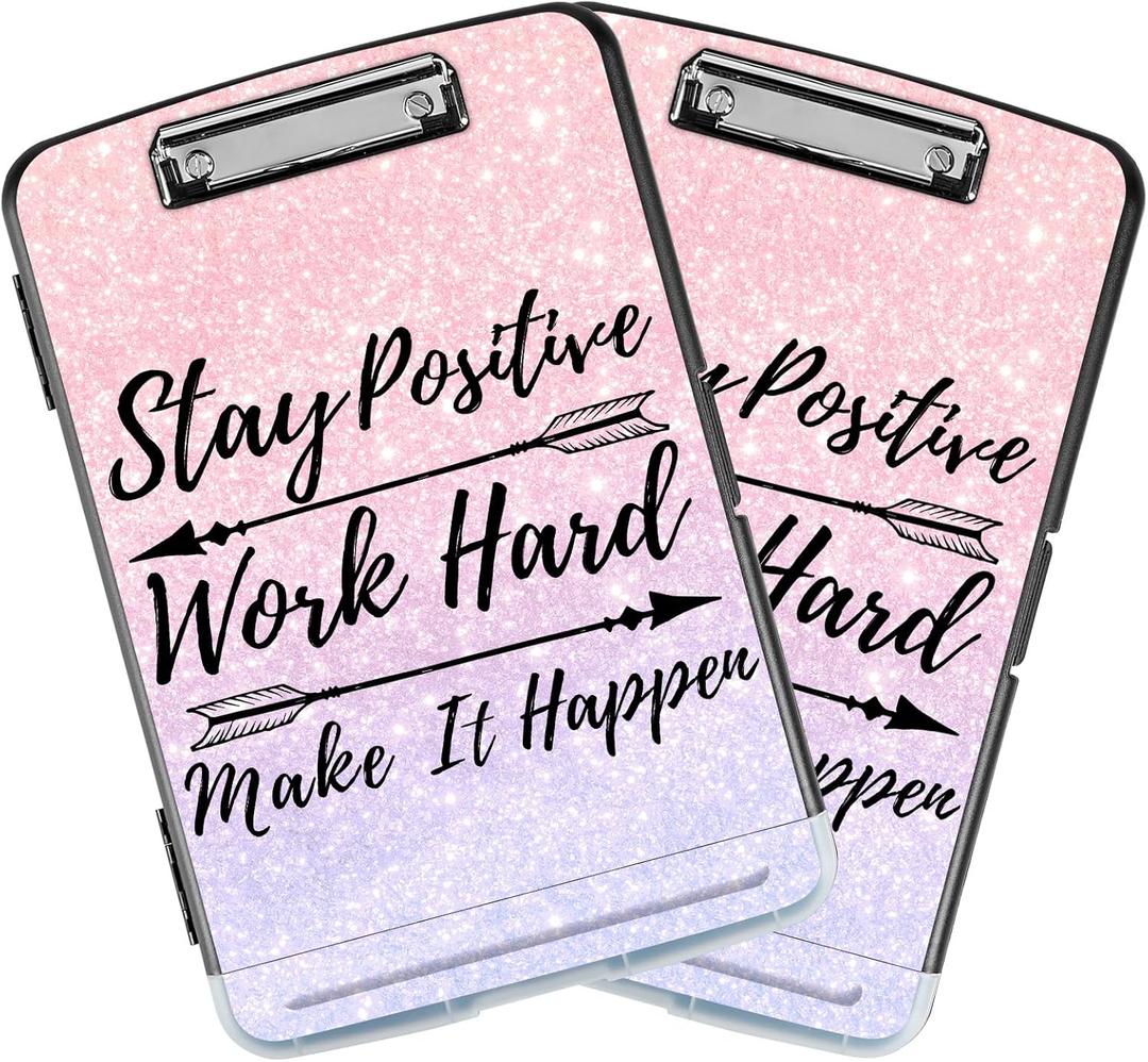 Pink Glitter Clipboard with Storage & Pen Holder - Heavy Duty Contractor Clipboard for Teachers, Nurses & Business People