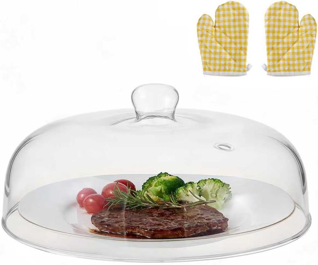 12 inch Glass Microwave Splatter Cover for Food,5 inch Tall BPA-Free Non Toxic Non Plastic Microwave Lid Guard