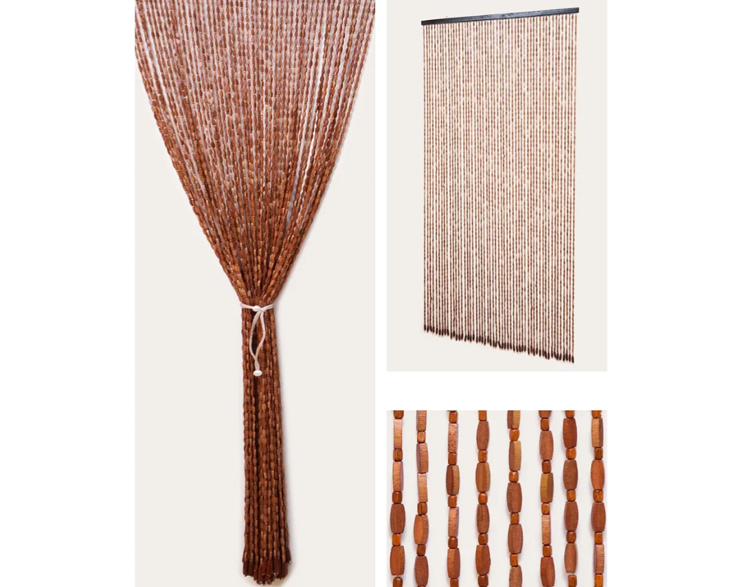 52 Strands Beaded Curtain for Doorways -35.4"x79"- Handmade Natural Beaded Curtains，Boho Doorway Wood and Bamboo Bead Curtain-As Insect Screen/Room Divider-Brown