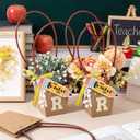 Gilprop 15 Packs Bouquet Bag Kraft Paper Flower Gift Bags with Handle Bouquet Bag Box with Waterproof Lining for Birthday Wedding Party Favors (12.5 x 4.9 x 3.1 Inch,Brown)