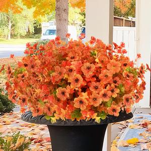 Yastouay Artificial Mums for Outdoors, UV Resistant Fake Mums Plastic Plants, No Fade Fall Flowers Artificial for Decoration, 14 Bundles Artificial Fall Flowers for Outdoors Porch Home Fall Decor (Mix Color)