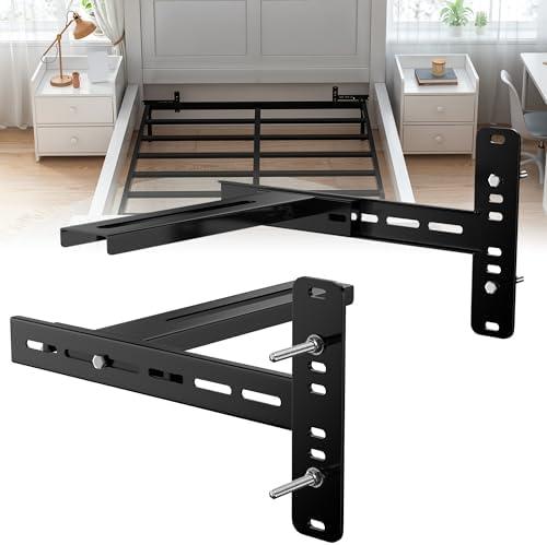 ruiru bro Headboard Brackets for Metal Bed Frame Adjustable Bed Headboard Brackets with Footboard Extension Kit Fit Twin/Full/Queen/King 2Pc Solid Steel (Black)