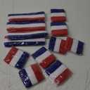 Deekin 12 Sets Bulk Striped Sweatband Set Kids Headband Wristband Set American Flag Style Athletic Gym Wristbands for Men Women Activities Sports Basketball Football Tennis