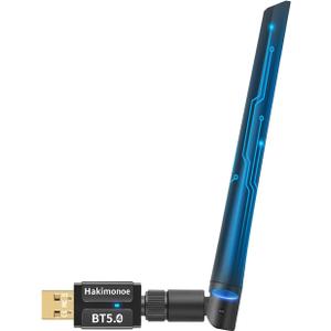 Long Range Bluetooth 5.4 Adapter for PC, Wireless USB Dongle w/ 5dBi Antenna for Laptop Desktop Windows 11 10 8.1 7, Plug n Play Bluetooth Headphones Headset Speaker Mouse Keyboard Printer